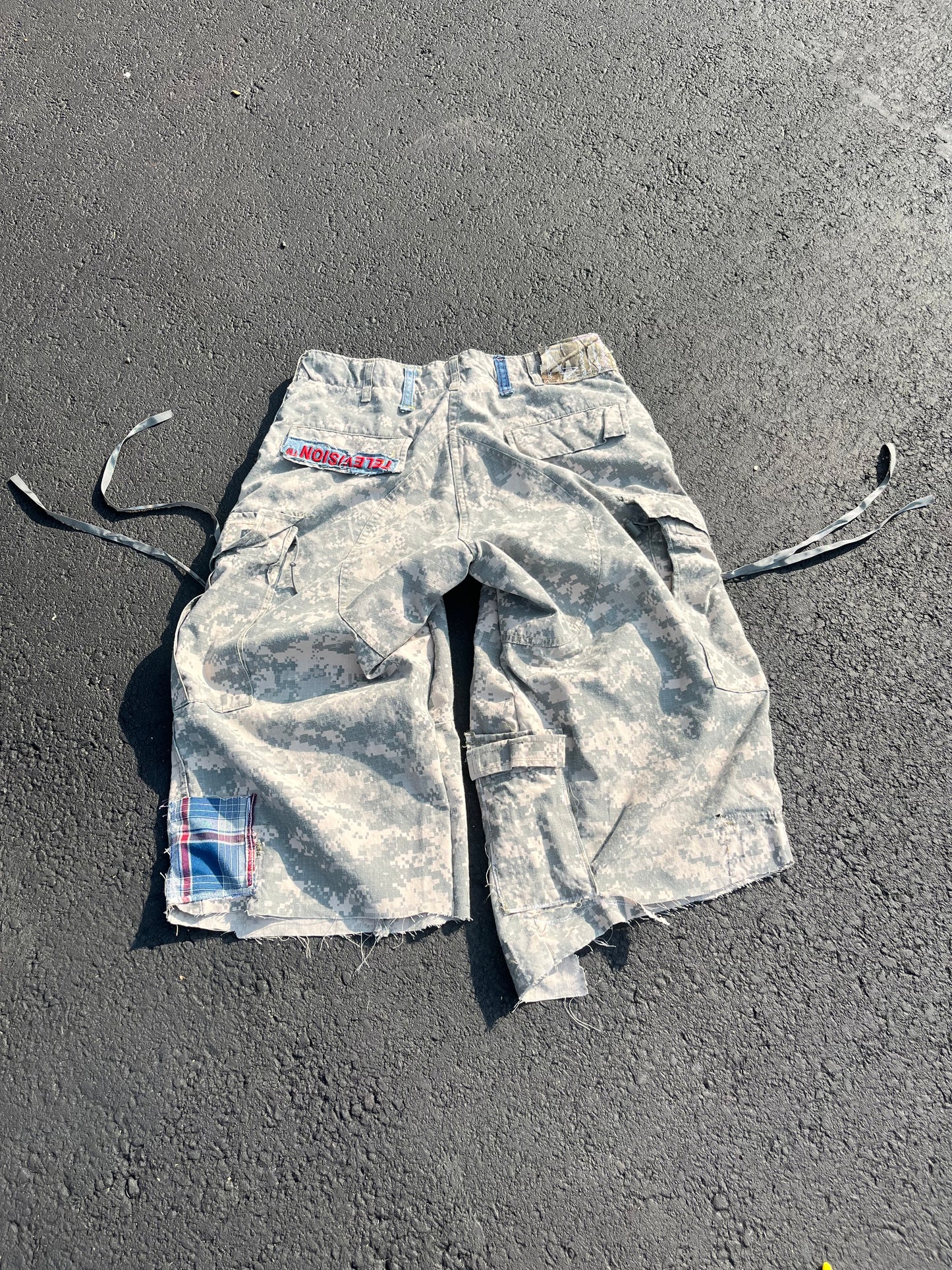 Patchwork digital camo shorts