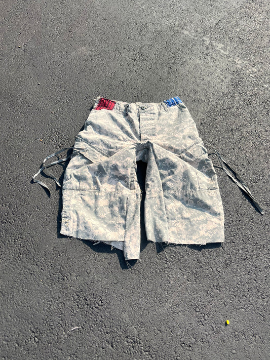 Patchwork digital camo shorts