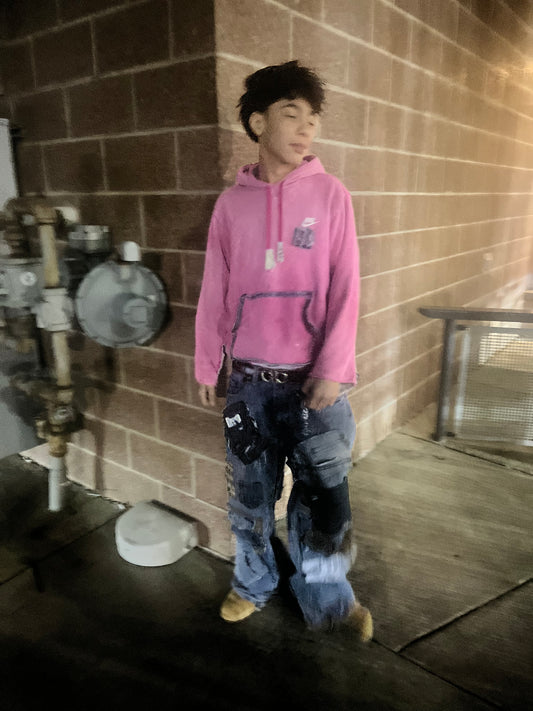 Acid wash flare hoodie