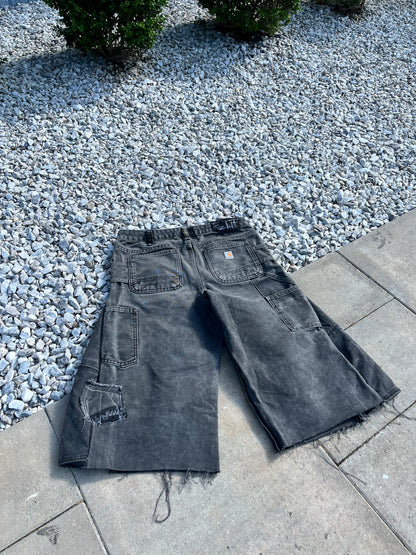 Distressed double knee jorts